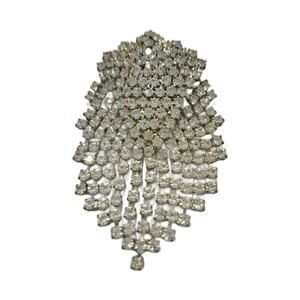 Soft Edged Articulated Rhinestone Brooch Pin, 3" Long, Crystal Waterfall Brooch
